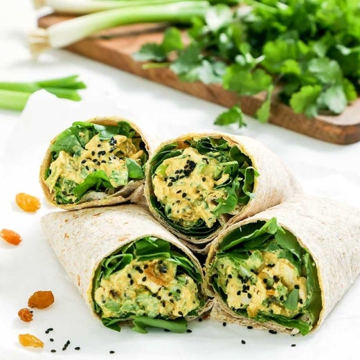 Lightened-Up Curried Chicken Salad Wraps Lightened-Up Curried Chicken Salad Wraps