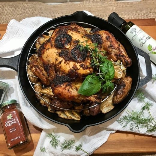 Rustic Whole Roasted Greek Lemon Chicken