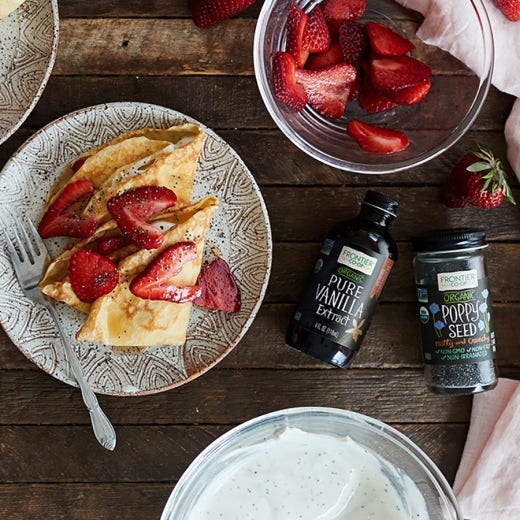 Crepes with Vanilla Creme and Strawberry Poppy Seed Filling Crepes with Vanilla Creme and Strawberry Poppy Seed Filling