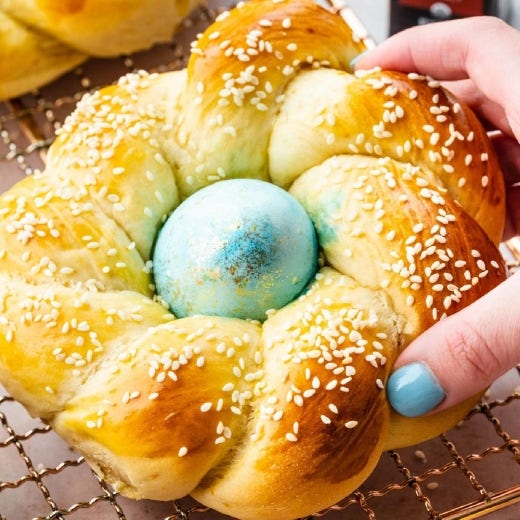 Sweet Braided Easter Bread with Sesame Seeds Sweet Braided Easter Bread with Sesame Seeds