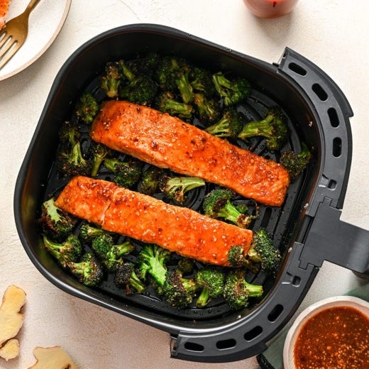 Air Fryer Umami Ginger Salmon and Broccoli Air Fryer Umami Ginger Salmon and Broccoli