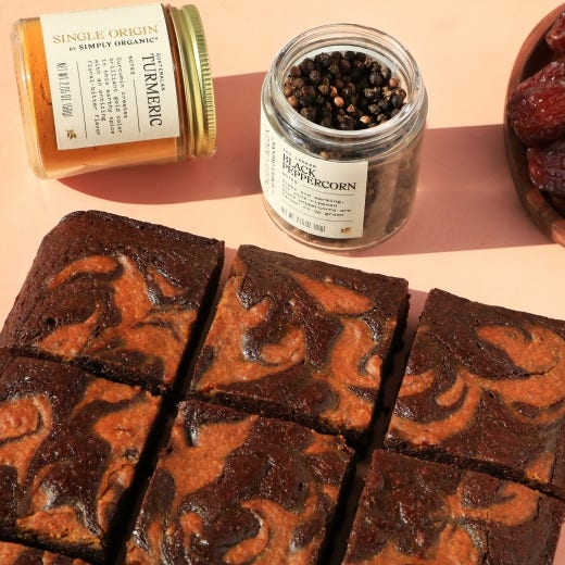 Almond Flour Brownies with Turmeric Date Tahini Caramel Almond Flour Brownies with Turmeric Date Tahini Caramel