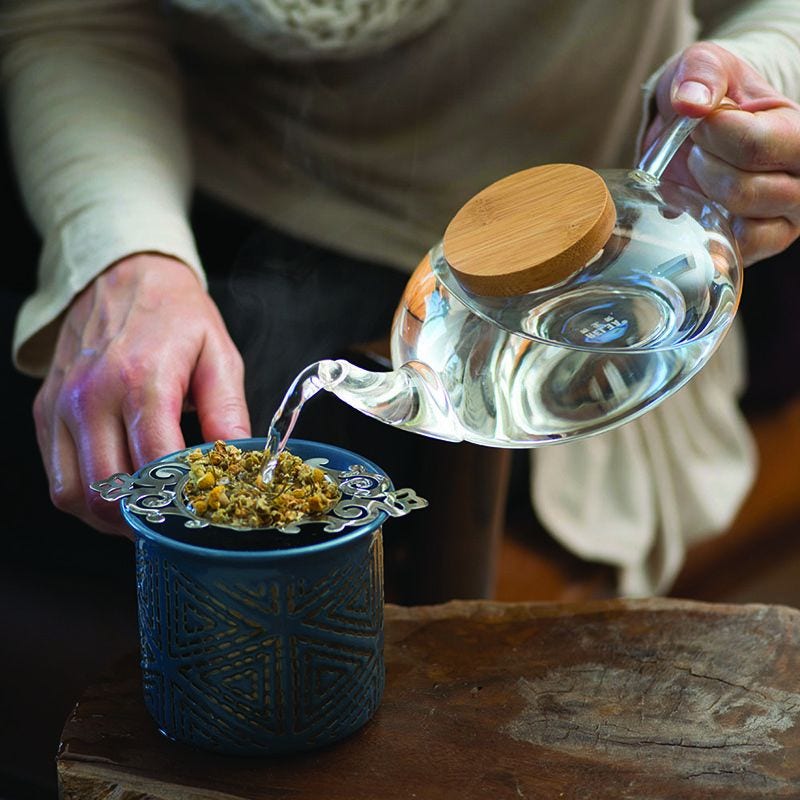 warm tea on table 